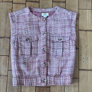 Anthropologie Pink Tweed Vest
